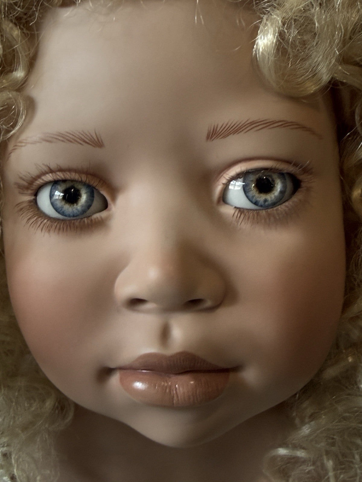Lifelike 37” Collectible Porcelain Doll “Hilary” (?) by Christine Orange Box