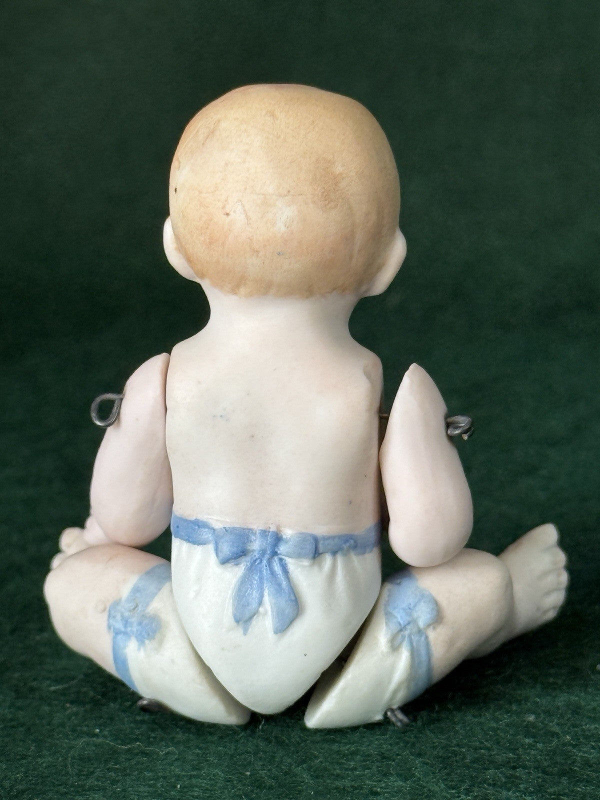 Antique German 4.5" Hertwig (?) Miniature All Bisque Baby Doll Molded Diaper
