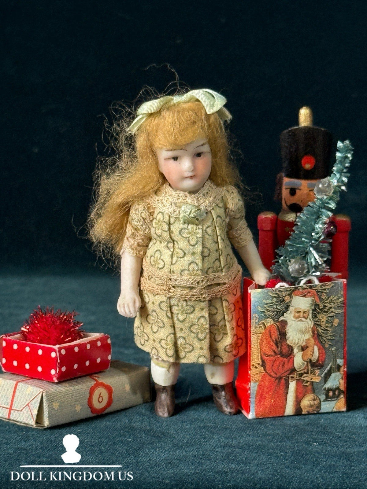Antique German (?) 3.5” All Bisque Mignonette Dollhouse Doll