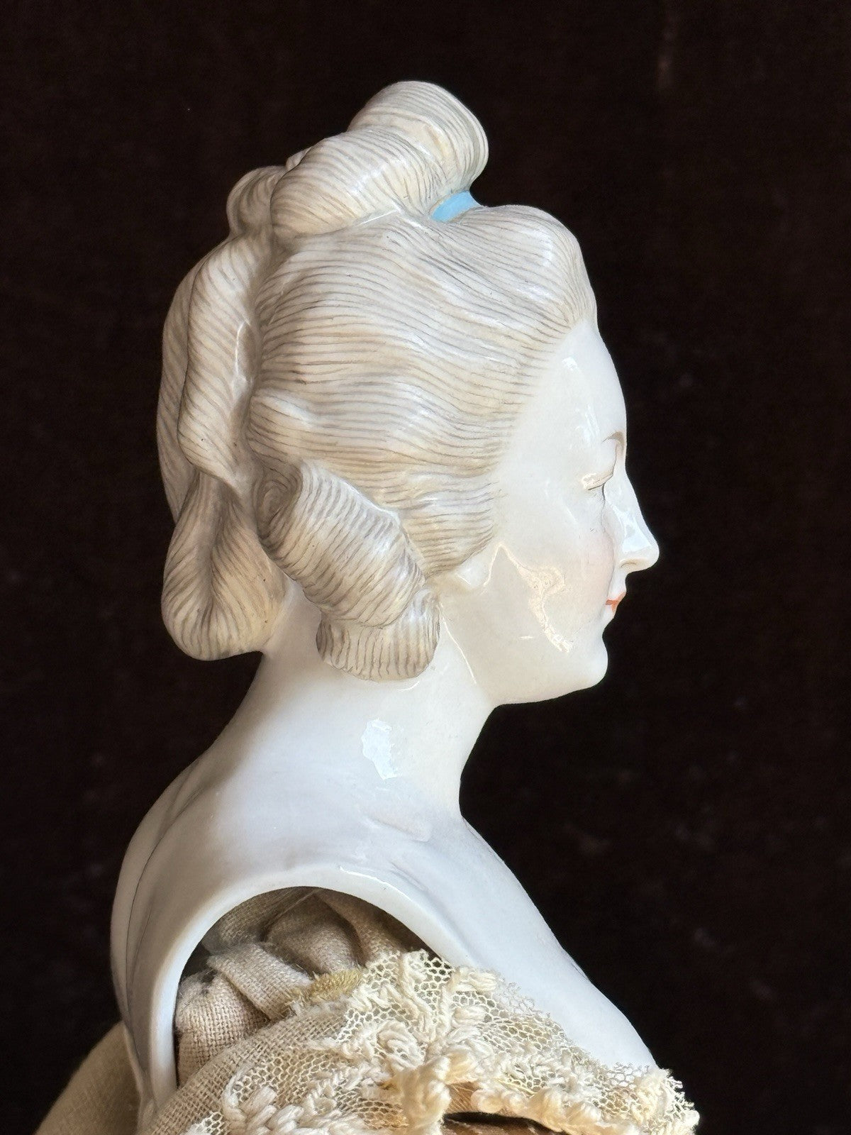 Rare Antique German 14” Kister Lady Fashion Porcelain China Head Doll