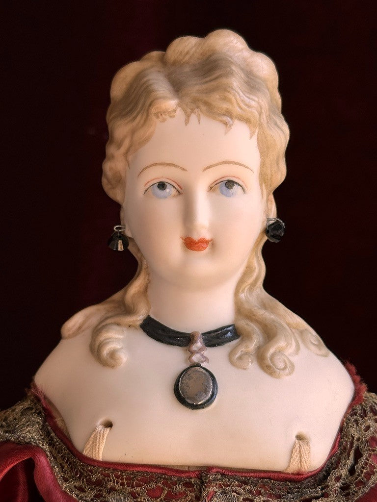 Vintage 16” Porcelain Parian China Pierced Ears Fashion Doll