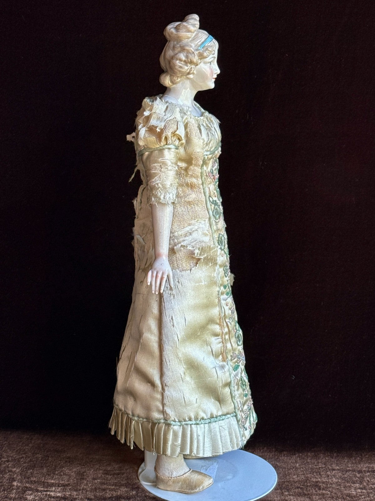 Antique German 14.5” Kister Madame Vignee-LeBrun Porcelain China Head Doll