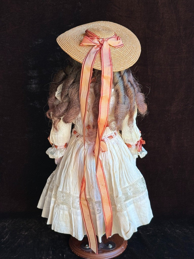Vintage 15” Repro of Antique French Bru Jne Porcelain Leather Doll by Calli Lou