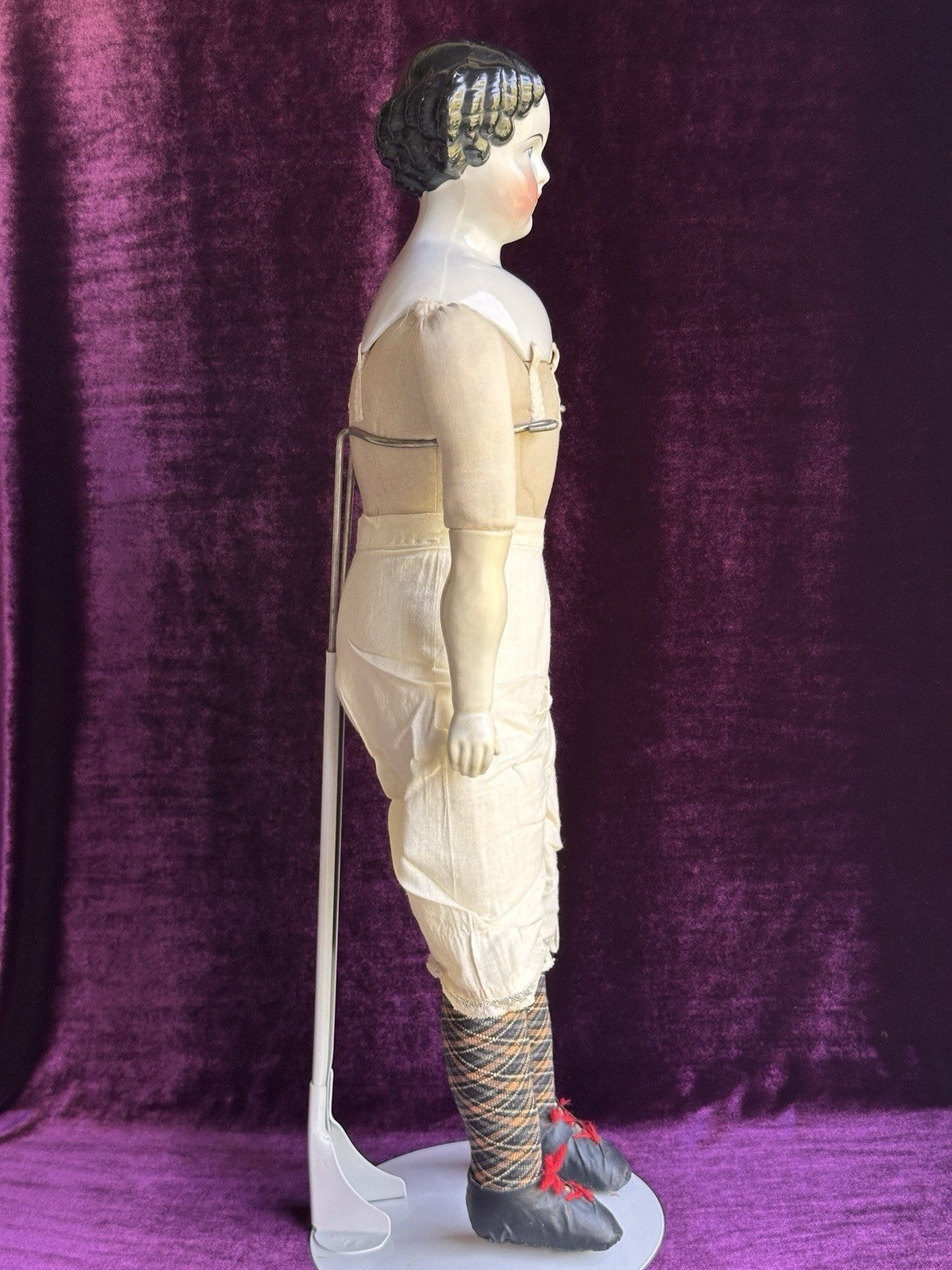 Antique German 25” Flat Top Highbrow China Shoulder Head Doll