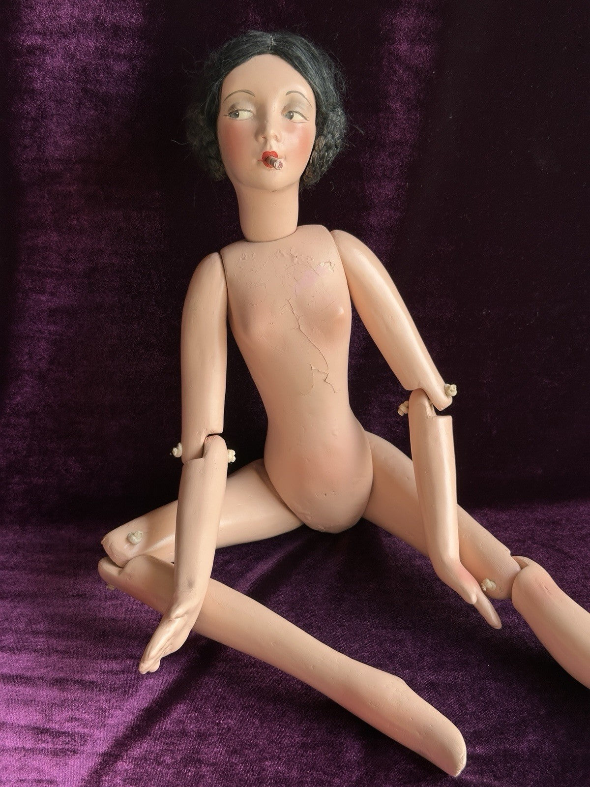 Antique American Cubeb Smoker Mutual Novelty Boudoir Composition Flapper Doll