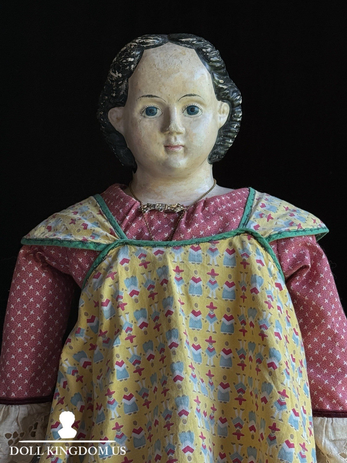 Large Antique American 28” Greiner Papier Mache Head #10 Doll Original Label