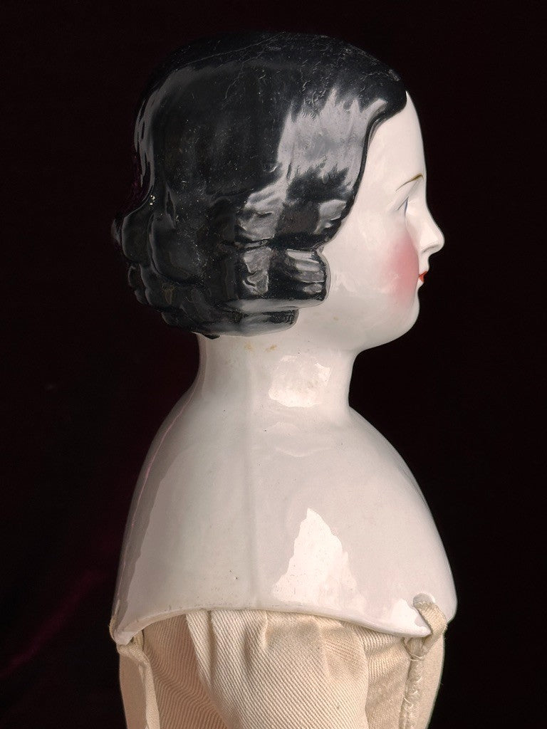 Large Antique German 27” Flat Top Highbrow China Shoulder Head Doll