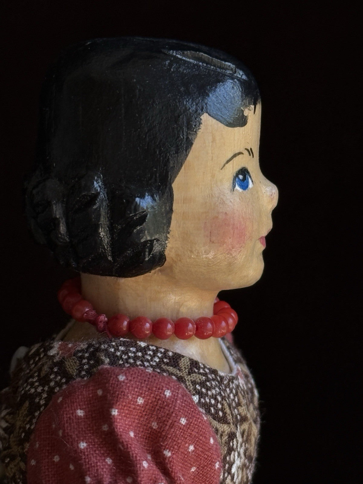 Vintage Judy Brown Hitty 6.25” Wood Carved Doll