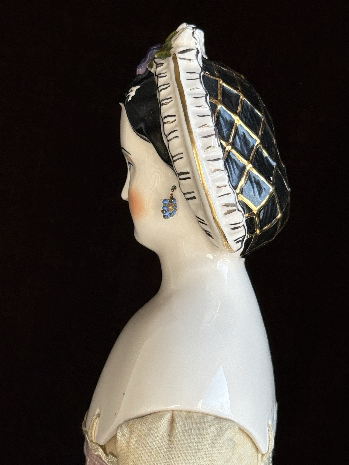 Vintage 1949 Porcelain 18” Reproduction of Antique Grape Lady by Emma Clear