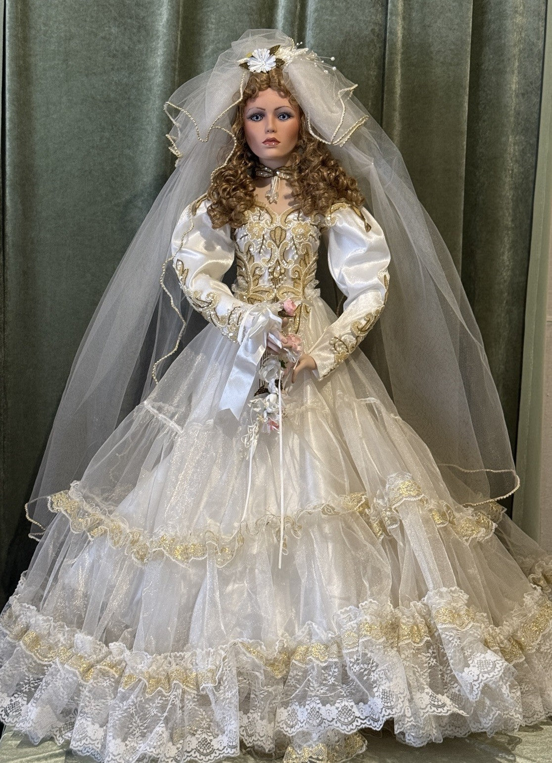 Collectible Large 42” Porcelain Doll “Mariah ” by Rustie LE 2000 COA/Stand