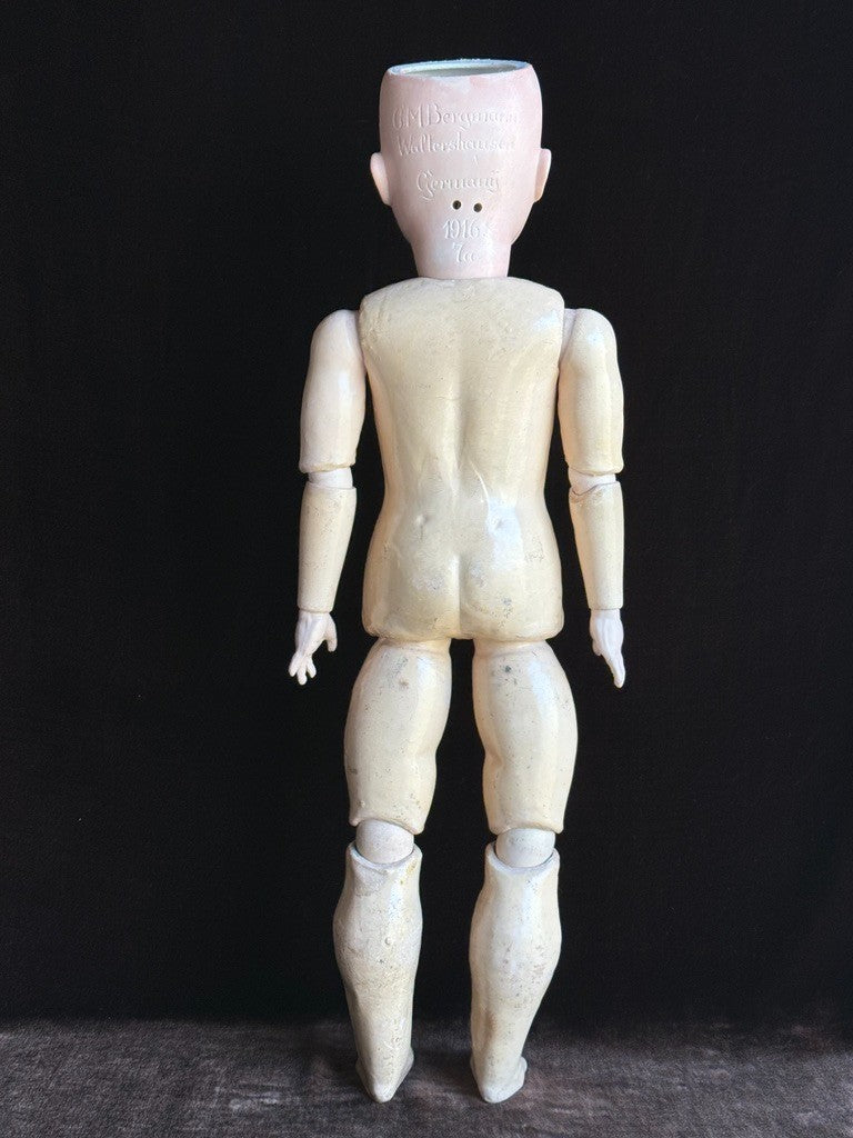 Antique German 24” C.M. Bergmann Waltershausen 1916 Bisque Head Doll