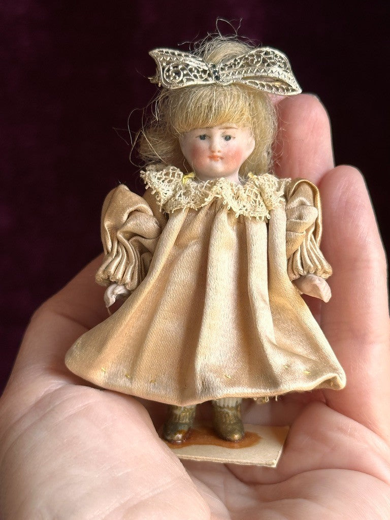 Antique German Miniature 2.75" All Bisque Dollhouse Doll