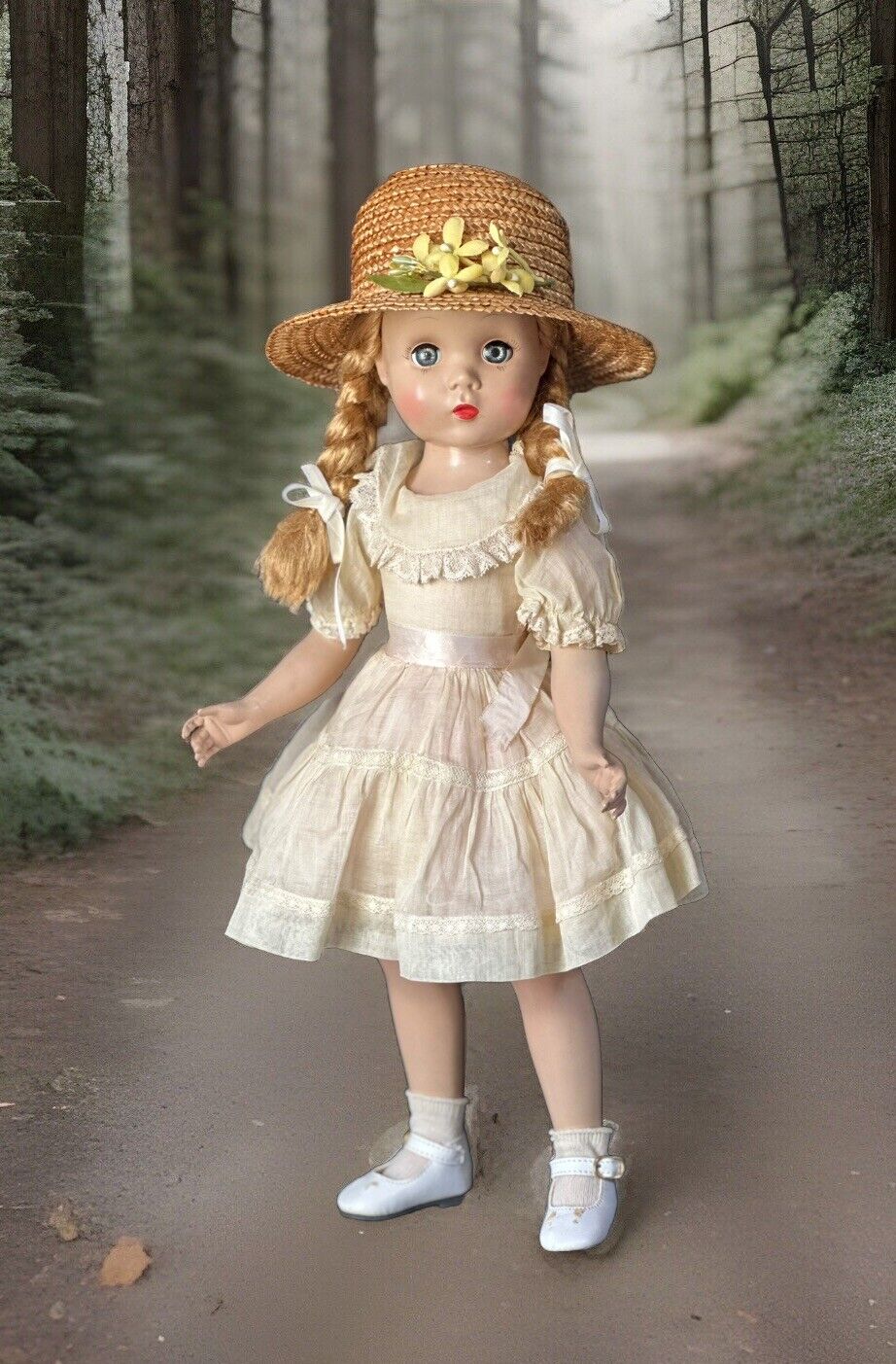 Vintage Madame Alexander 16” Polly Pigtails Hard Plastic Doll Tagged Outfit