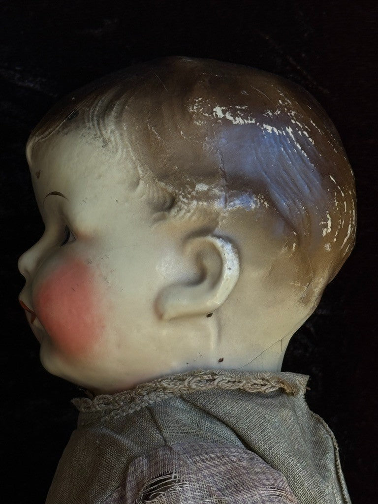 Early Antique American 18" Composition Head Straw Filled Doll