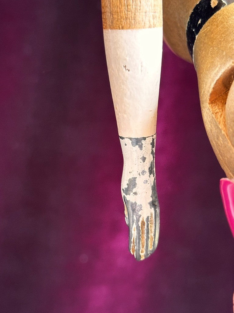 Antique American Mason & Taylor 11.5” Papier Mache Wood Metal Doll