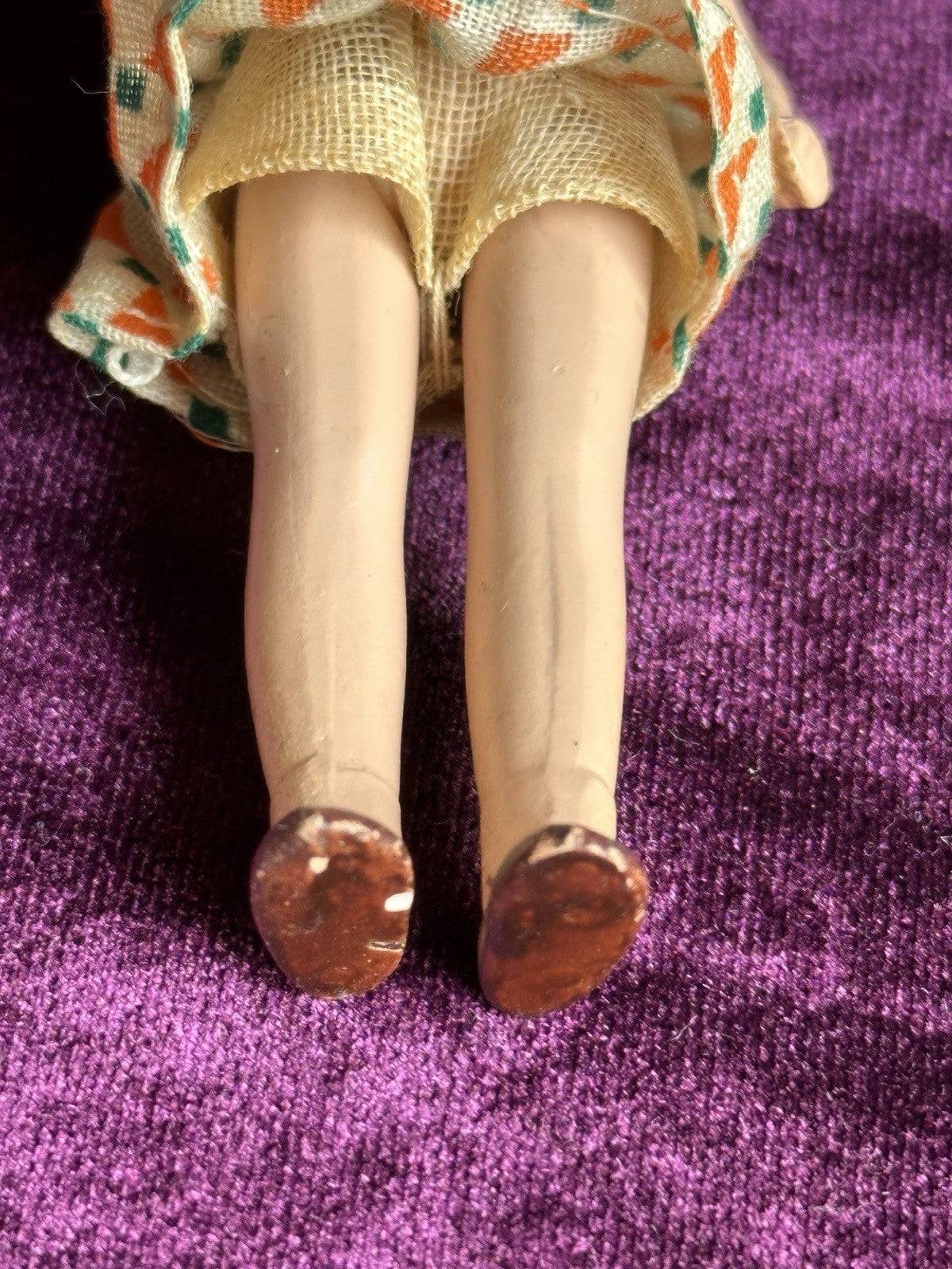 Pair of Antique German Hertwig  Miniature Dollhouse Boy and Girl Dolls