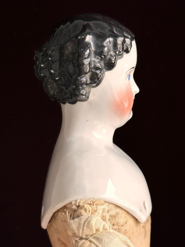 Antique German 18.5” Flat Top Highbrow China Shoulder Head Doll