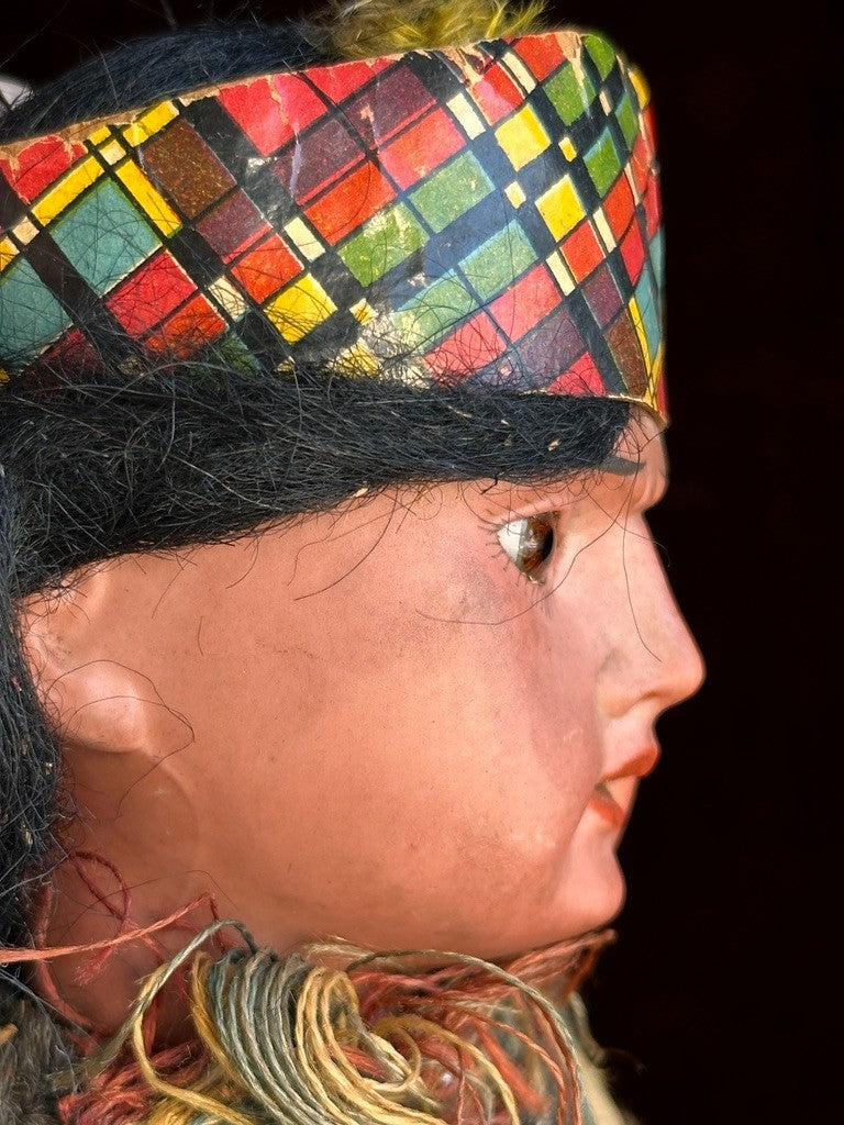 Antique German 13” Armand Marseille Native American Indian Bisque Head Doll