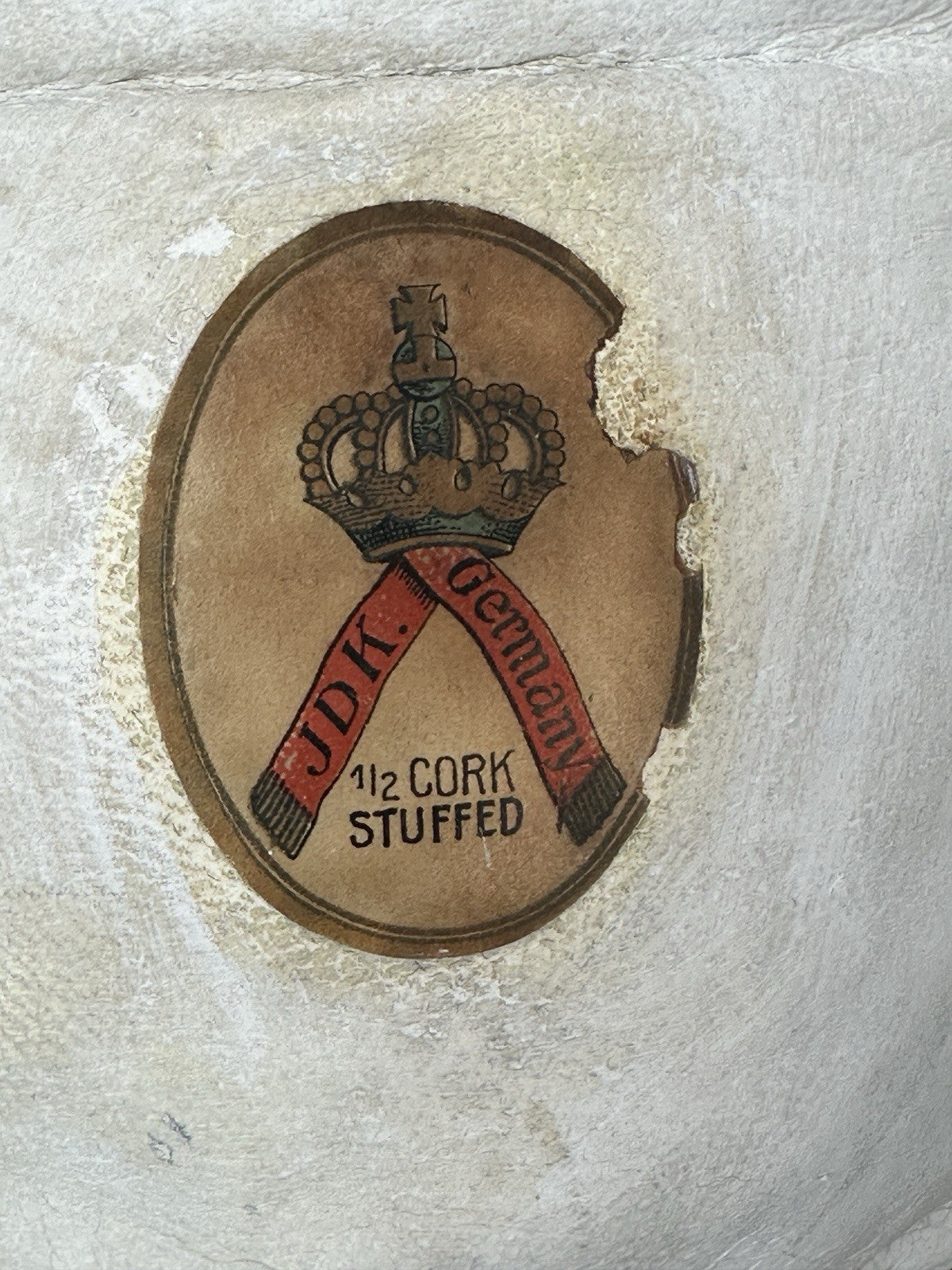 Antique JDK Kestner Mold Dep 154.13 25” Doll Bisque Head Leather Body Sticker