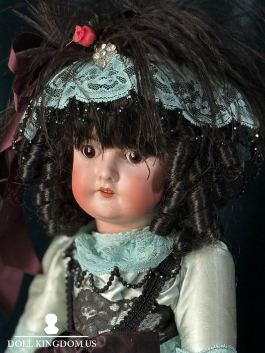 Antique German Queen Louise Doll Bisque Head Composition Body 24” Doll - Damaged