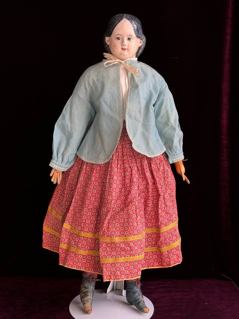 Antique American 26” Greiner Papier Mache Exposed Ears Doll