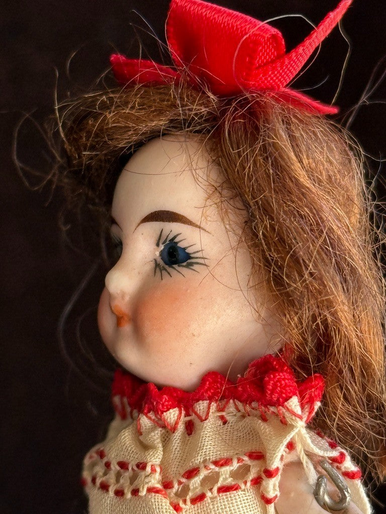 Antique German 4.75” All Bisque Closed Mouth Mignonette Doll