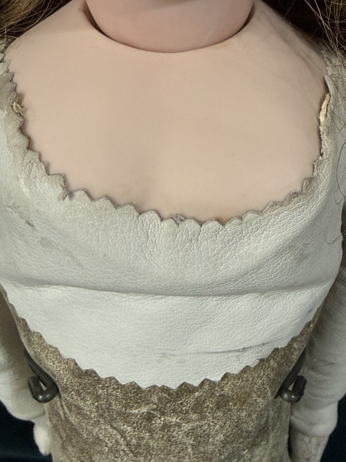 Antique German LHB Louis Herman Bonvoisin 20” Doll Bisque Head Leather Kid Body