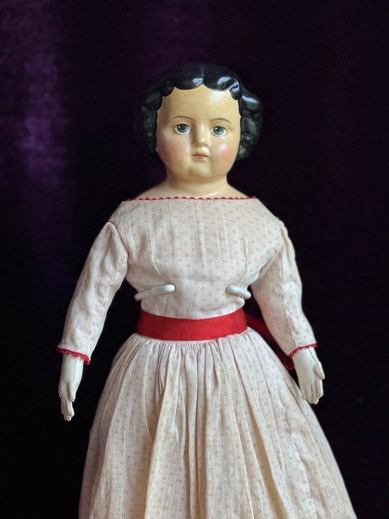 Antique German 15” Dressel Marked Holz-Masse Papier Mache Head Cloth Body Doll