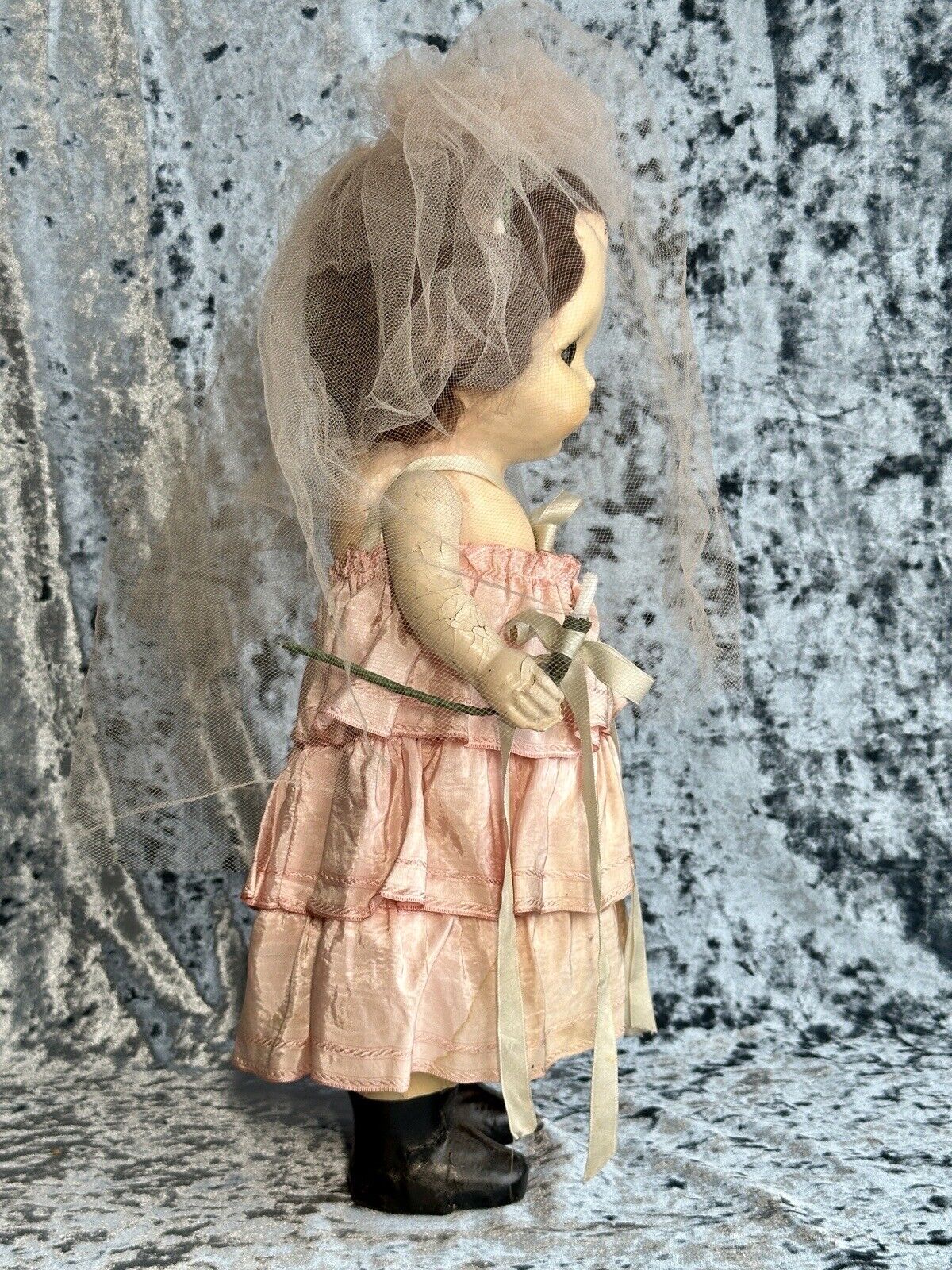 Antique American 17.5” Composition Carnival Prize Bride Doll