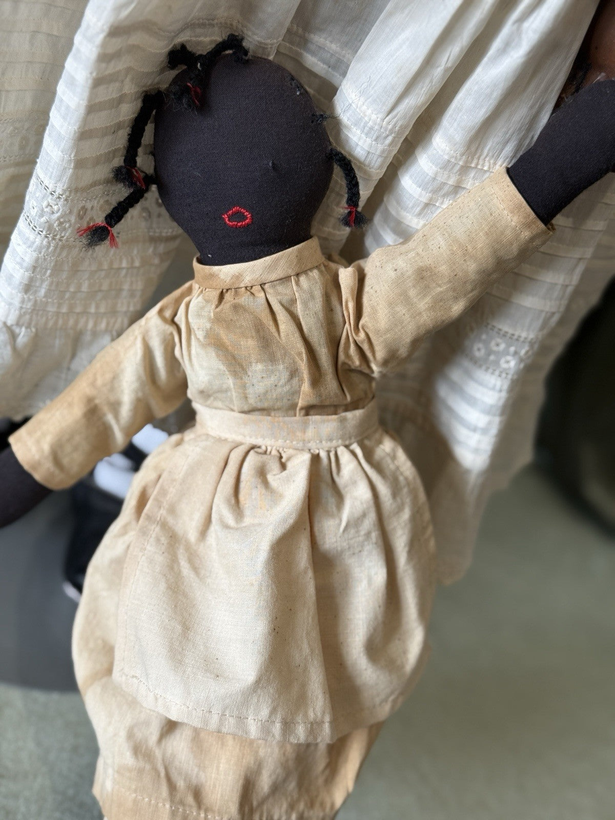 OOAK (?) Handmade Papier-mâché Like AA 29” Doll with Her Toy Doll