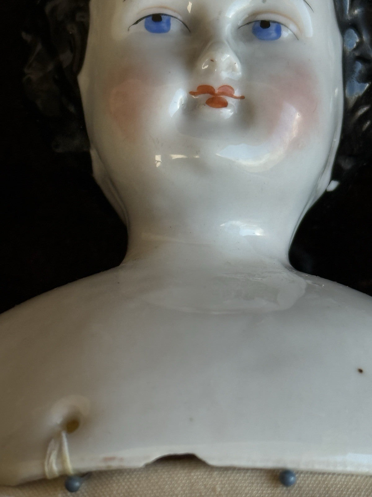 Antique German 13” Flat Top Highbrow China Shoulder Head Doll