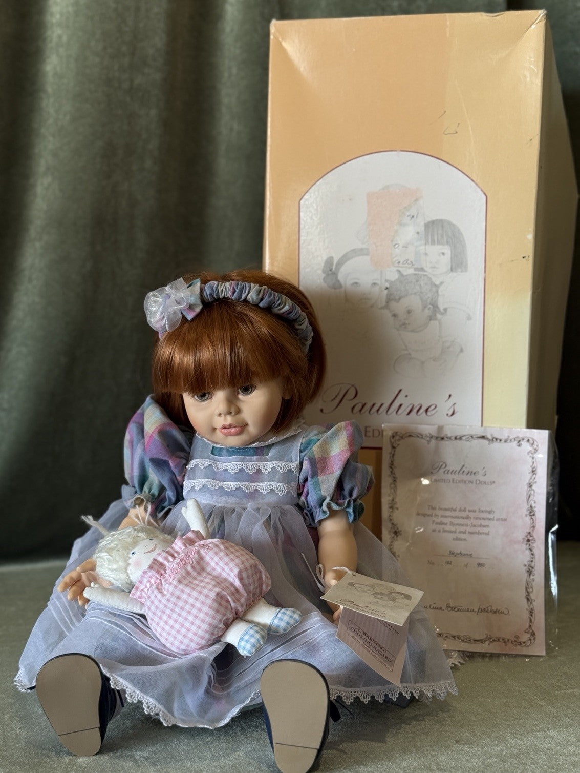 MIB Pauline Bjonness Vinyl 18” Doll “Stephanie" Box/COA/Tag