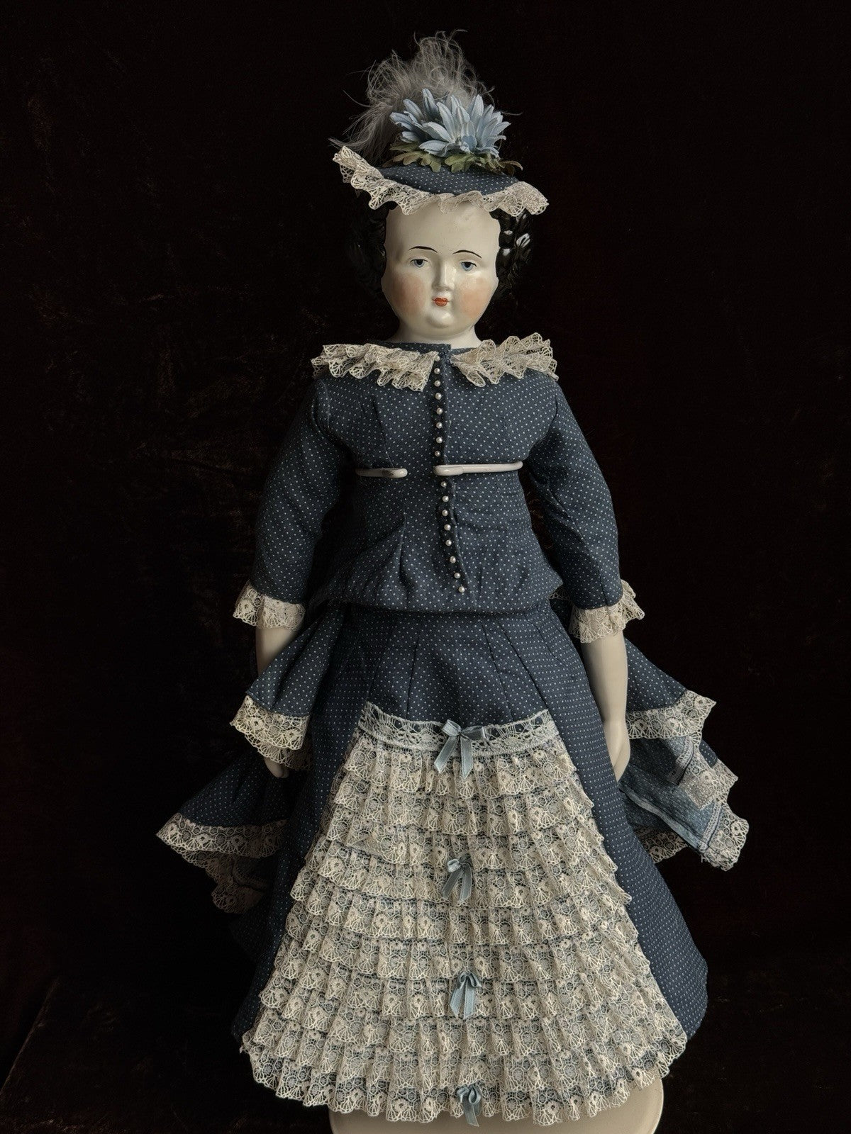 Vintage 22” Reproduction of Antique German Flat Top China Doll
