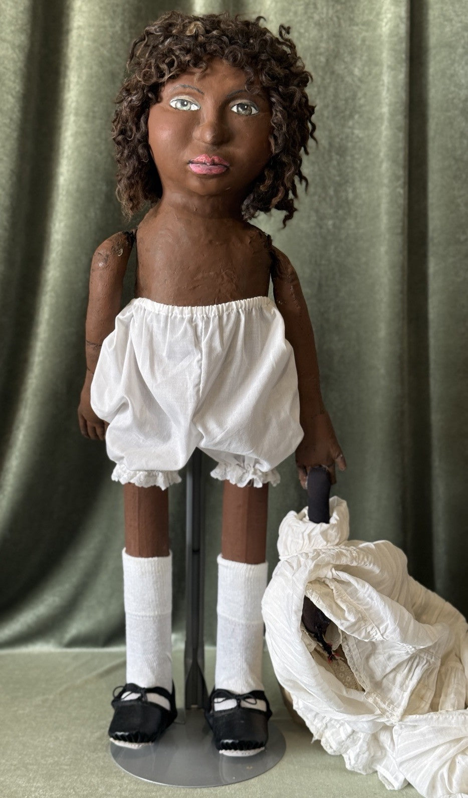 OOAK (?) Handmade Papier-mâché Like AA 29” Doll with Her Toy Doll