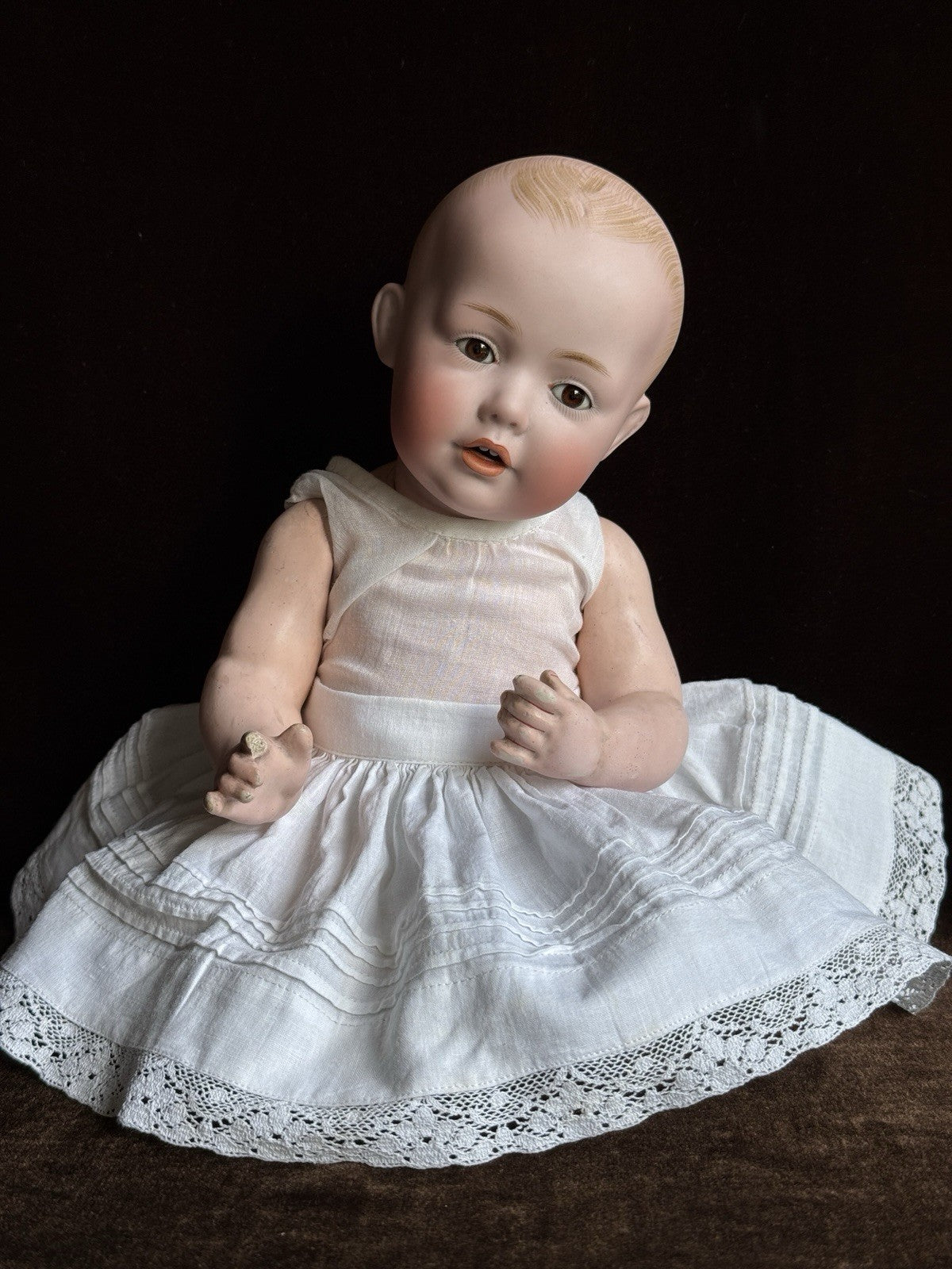 Antique German 12” Kestner JDK Hilda Bisque Head Baby Doll