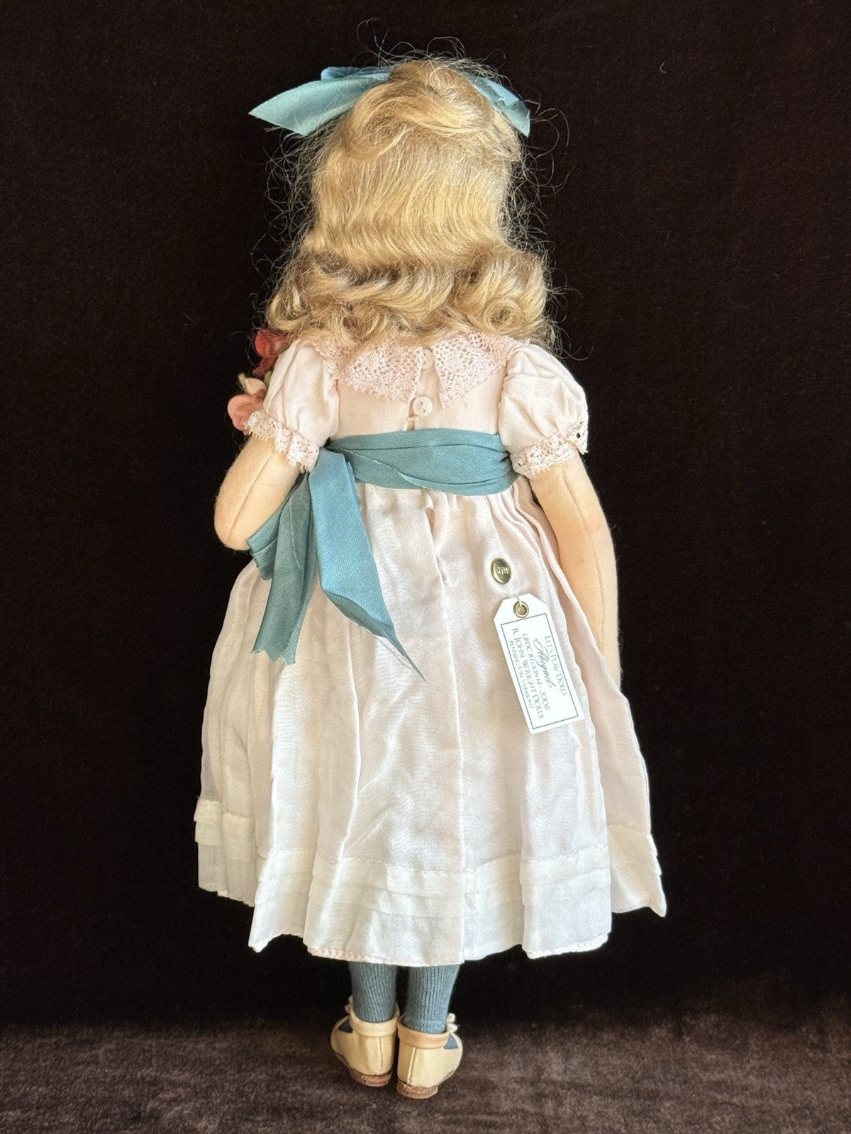Collectible 12” John Wright UFDC Abigail Felt Girl Doll with Certificate
