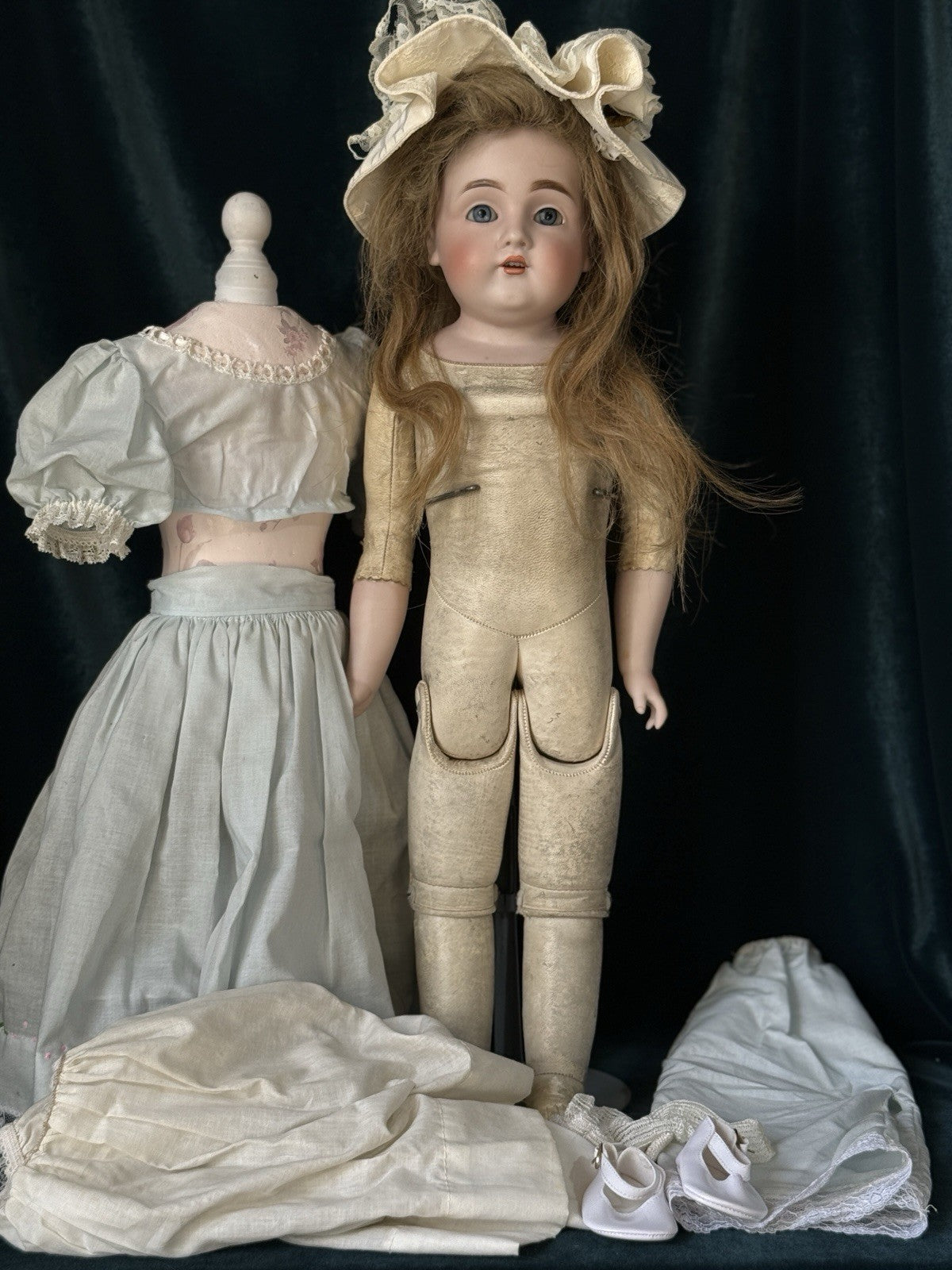 Antique German 21” Kestner 154 Bisque Shoulder Head Doll