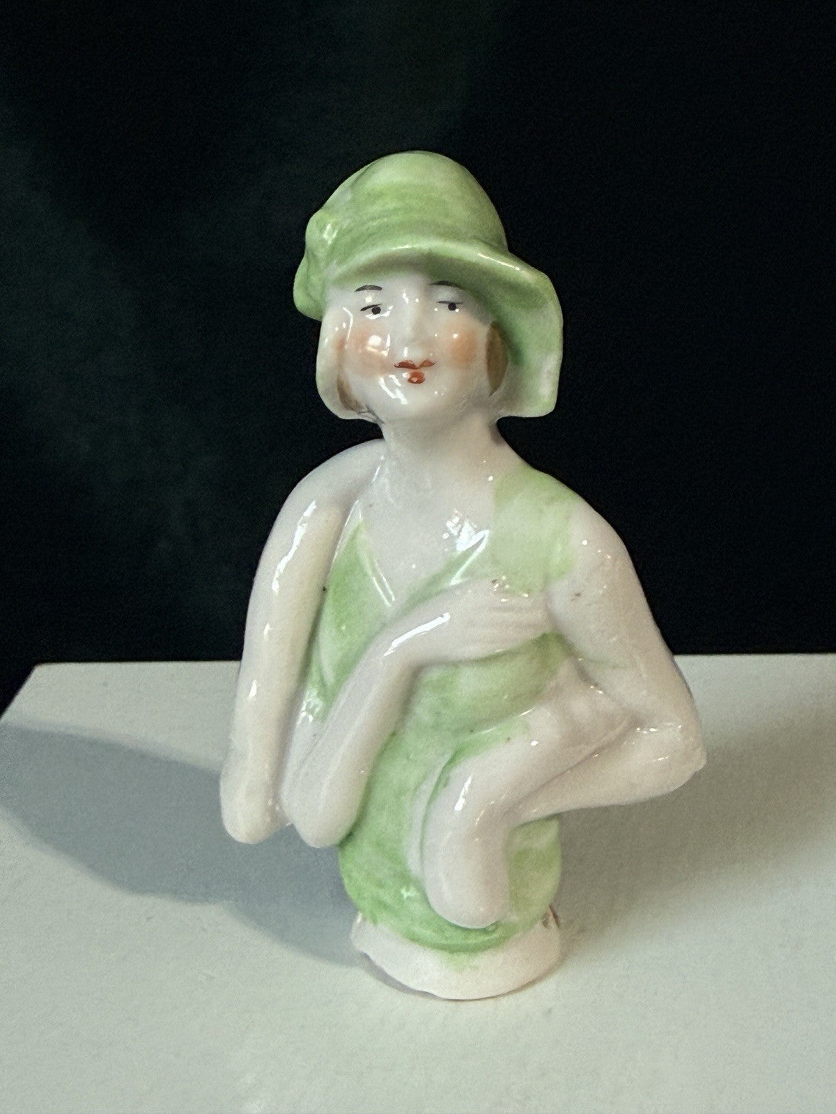 Lot Of 4 German Art Deco Flapper Pin Cushion 4” Half Dolls Arms Attached