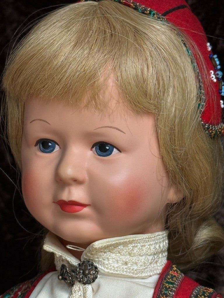 Lot of 2 Vintage Norwegian Ronnaug Petterssen Celluloid and Felt Dolls