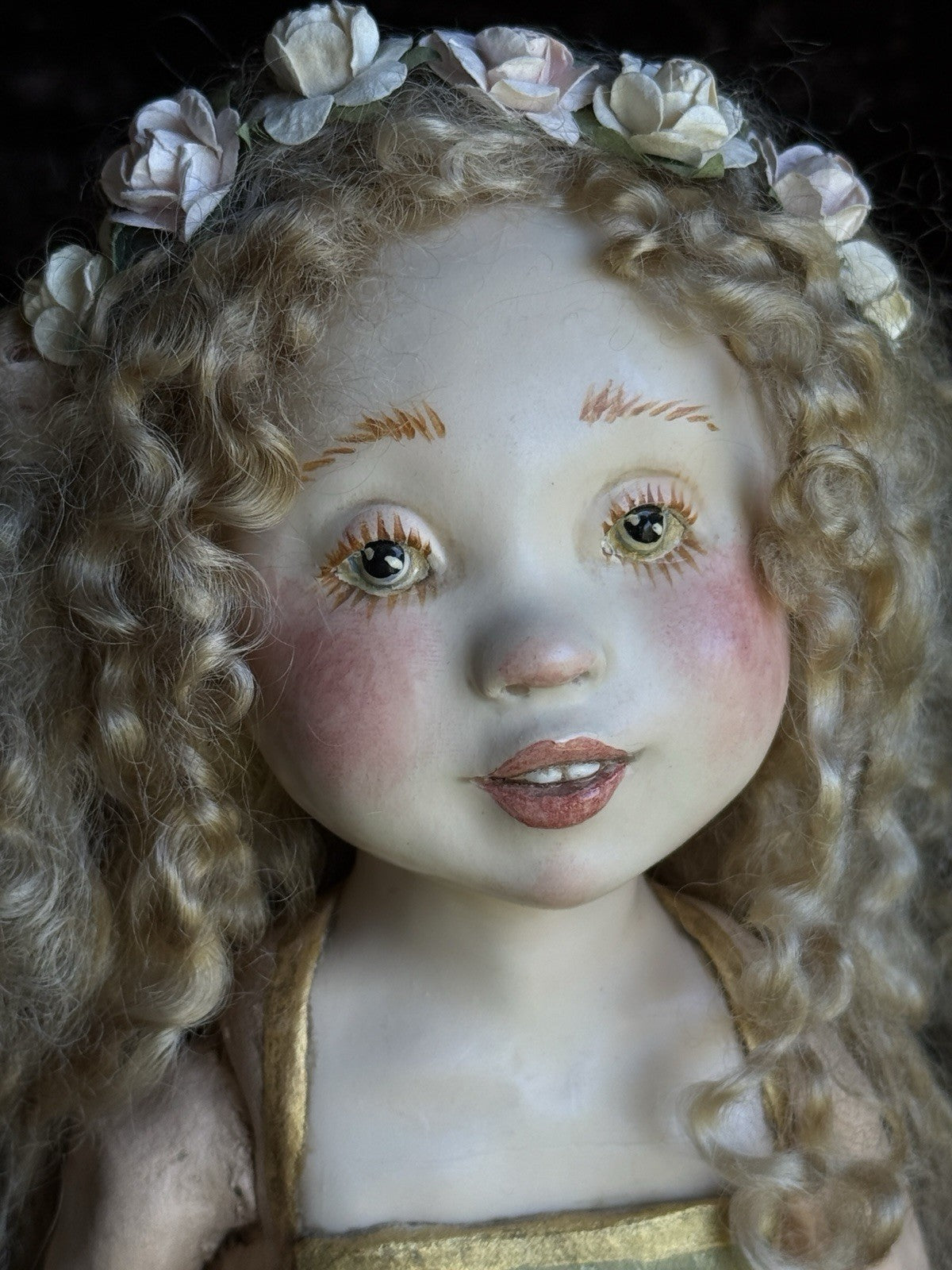 OOAK Collectible 15” Judith & Lucia Friedericy Wax Over Porcelain Doll