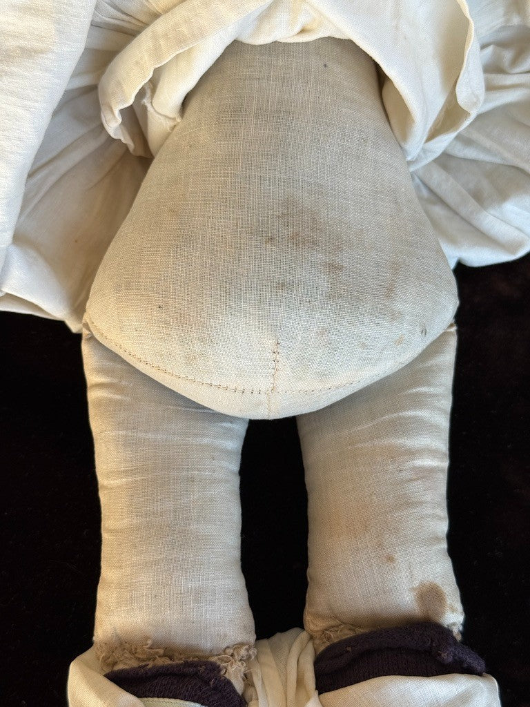 Antique German 17.5” Dolly Madison China Parian Bisque Head Doll Pierced Ears
