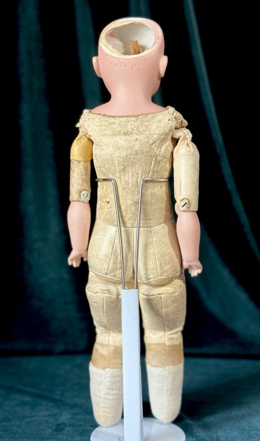 Antique German 15” Kestner 154 Dep 5 Doll Bisque Head Leather Kid Body