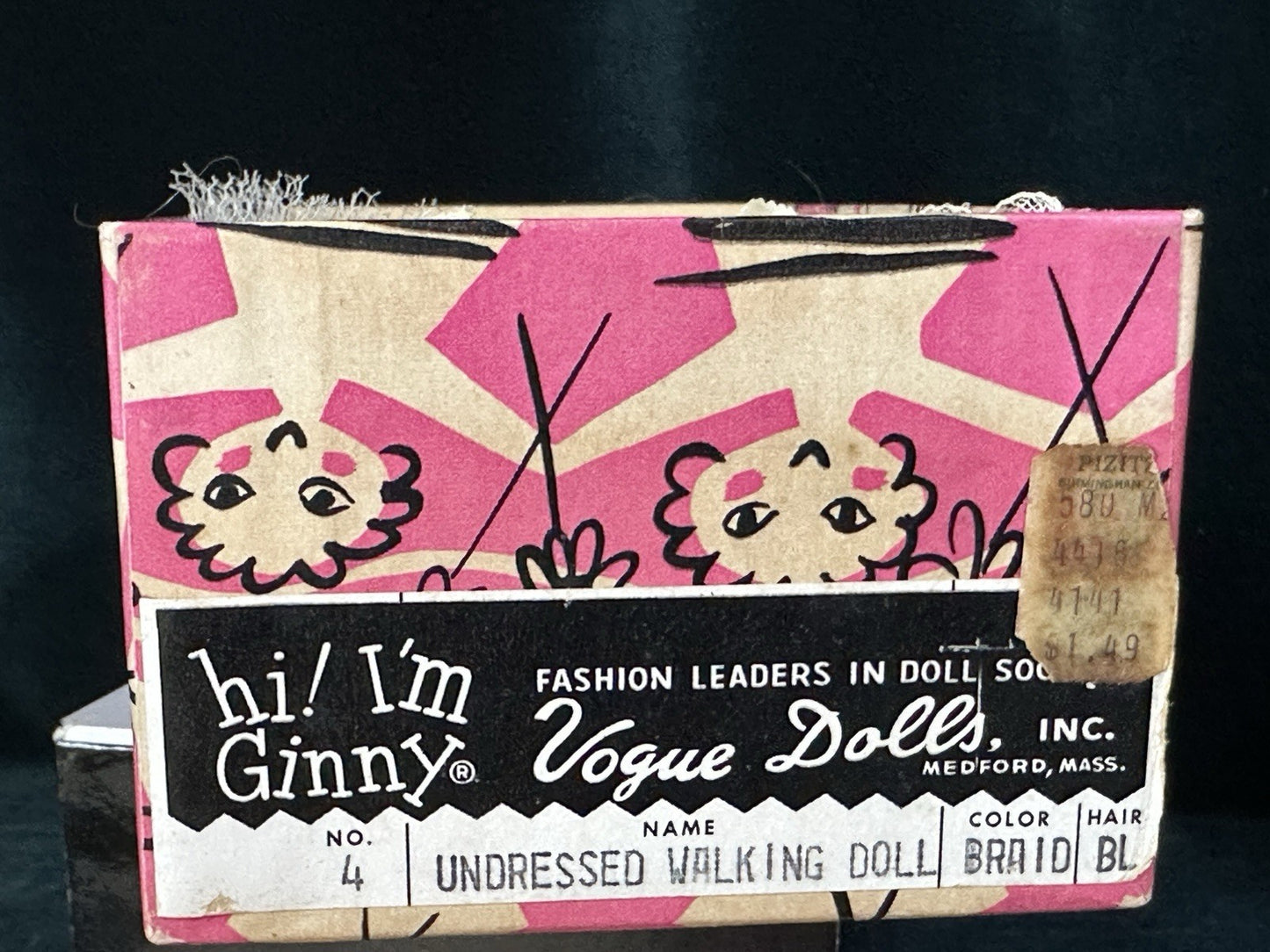 Vintage 1950’s Vogue Hard Plastic SLW Strung Ginny Doll Original Bride Outfit