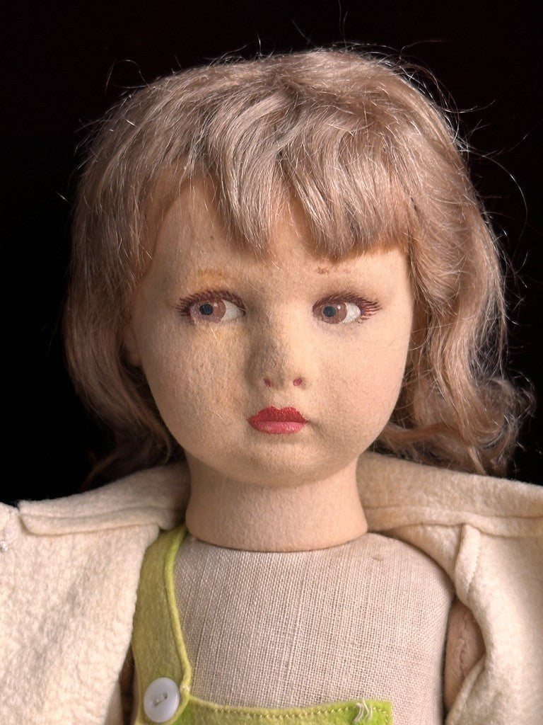 Vintage Italian 17” Lenci Mariuccia Face Felt Cloth Character Girl Doll