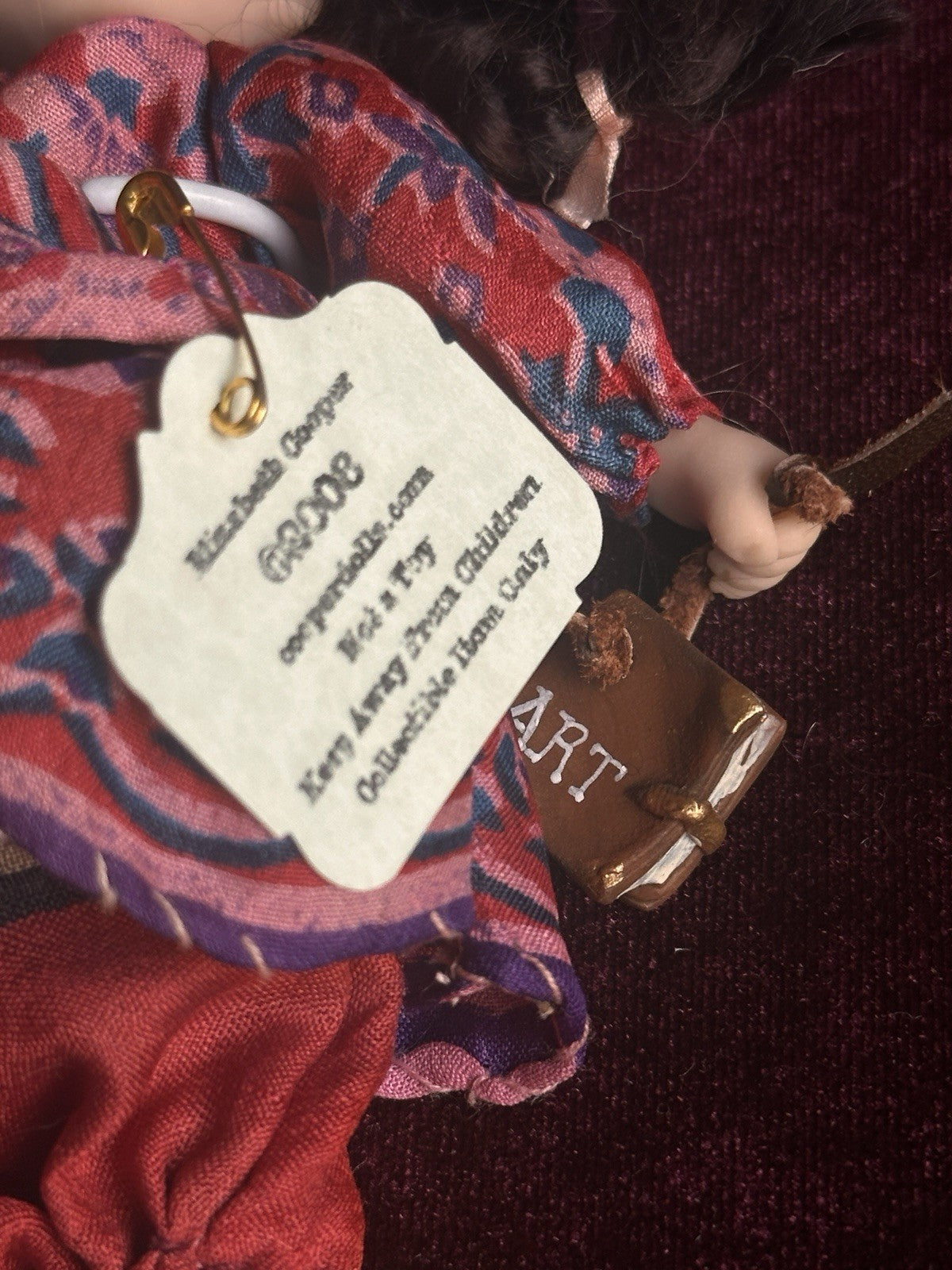 OOAK Miniature Handmade Elizabeth Cooper 6” Polymer Clay Cloth Girl Doll