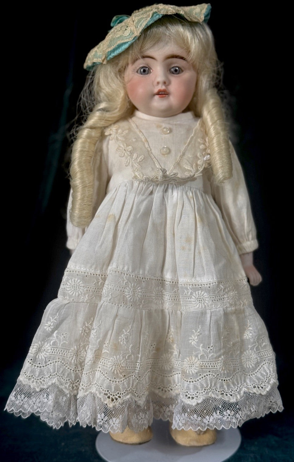 Antique German 12” Early Kestner Mold 143 Type Square Teeth Bisque Head Doll
