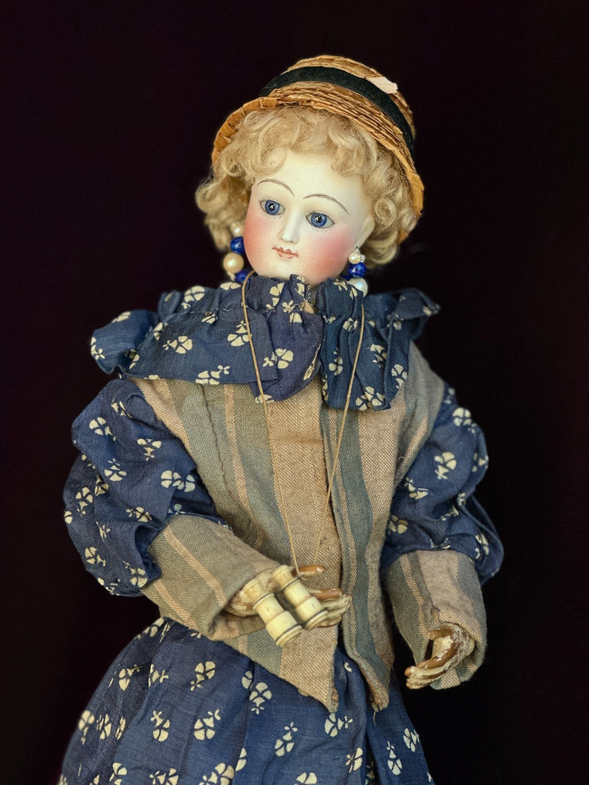 Antique French 14" Leon Casimir Bru Fashion Bisque Doll Wooden Articulated Body