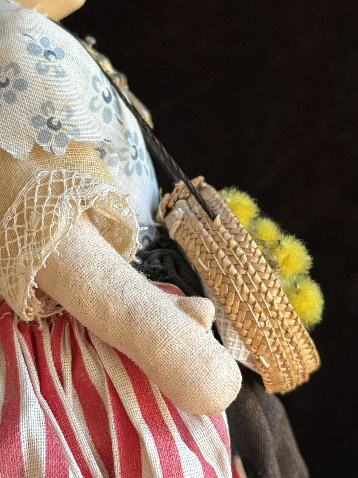 Vintage French 9” Nicette Cloth Felt Traditional Character Doll with Tag
