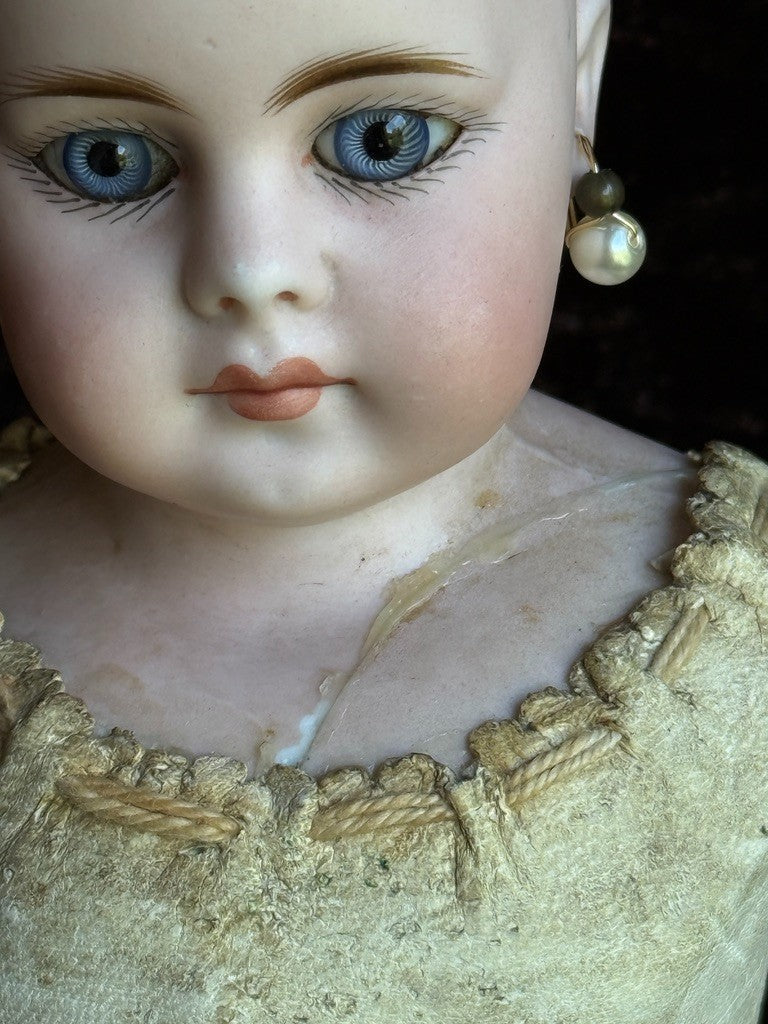 Antique German 16” Gebrüder Kuhnlenz 50 Simon Halbig Belton Bisuqe Head Doll