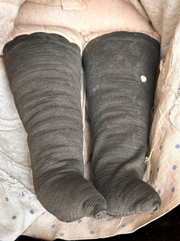 Antique German 19” Flat Top Highbrow China Shoulder Head Doll